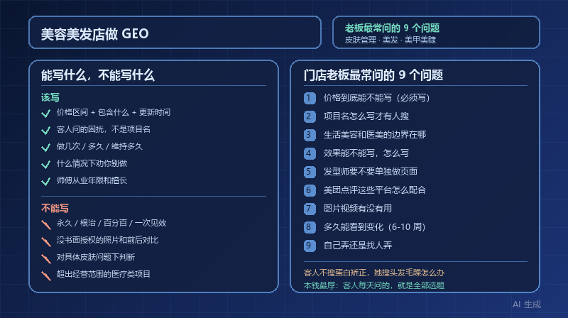 美容美发店做 GEO，老板最常问我的 9 个问题