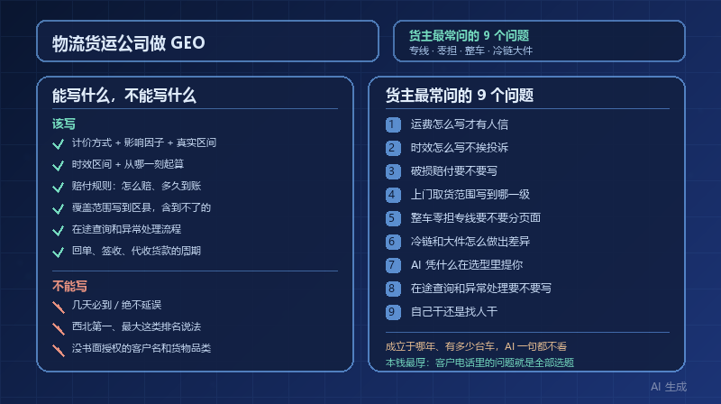 物流货运公司做 GEO，货主最常问的 9 个问题