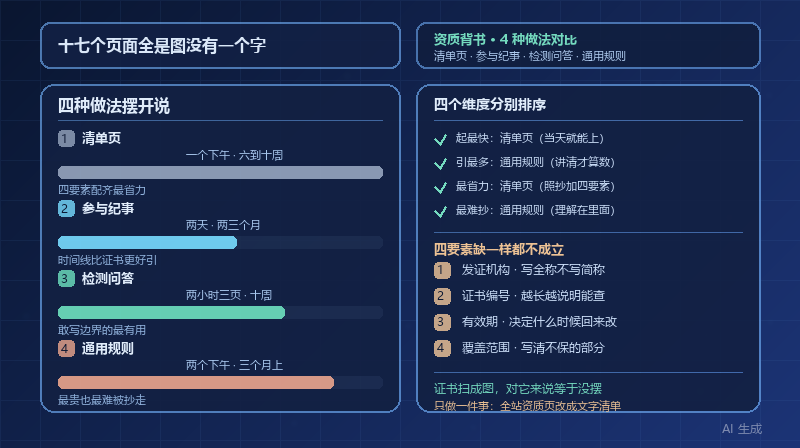 官网挂着一堆证书和协会会员，AI 一个都不引：4 种背书内容的做法对比