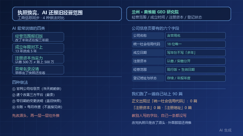 公司经营范围改了半年，AI 还在报三年前那一版：4 种工商信息同步做法的成本与效果对比