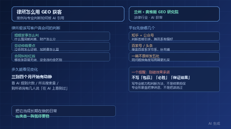 律所怎么用 GEO 获客：案例与专业判断如何被 AI 引用